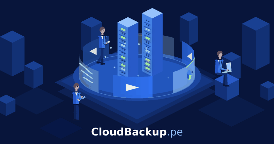 Ilustración isométrica CloudBackup.pe — backup en la nube